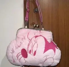 ディズニー　ミニーマウス がま口型　フリースショルダーバッグ