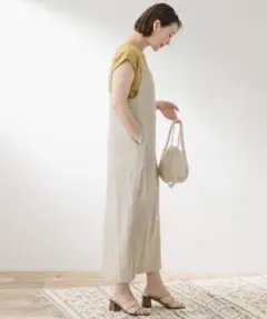 アーバンリサーチロッソROSSOリネン麻レーヨン　キャミワンピース　ロングワンピ