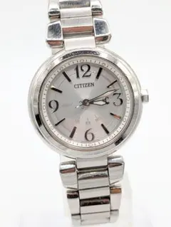 【稼働品】シチズン xC クロスシー シルバー文字盤 エコドライブ 電波時計