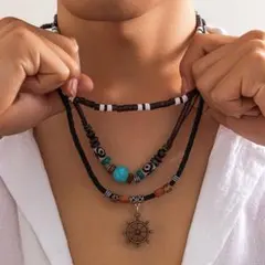 ネックレス　ターコイズ風　ナバホ族　男女兼用　インディアンジュエリー　ボヘミアン