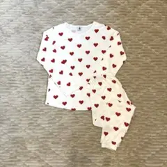 【PETIT BATEAU】ハート柄 プリント長袖パジャマ