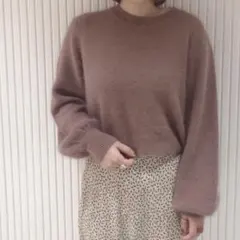 flower フラワー スイートアンゴラニット ブラウン FREE size