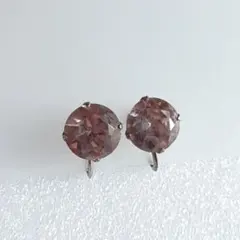 イヤリング　一粒ラインストーン　ビンテージ　耳飾り