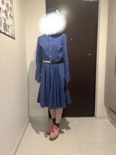 POLO 青色 シャツワンピース 長袖