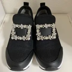 ビジュー付き ブラック スリッポン