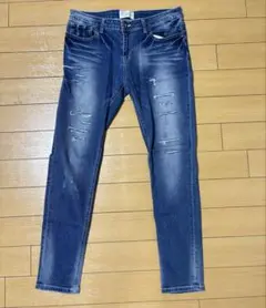 Avid jeans ダメージジーンズ スキニージーンズ ブルー L