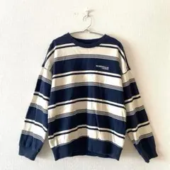 ☆【エイチ＆エム】トレーナー ランダムボーダー柄 綿100％ クルーネック M