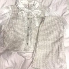 ツイードブラウスとスカートセットアップ