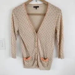 Massimo Dutti ドット柄 カーディガン M 長袖　ベージュ　サラリのサムネイル