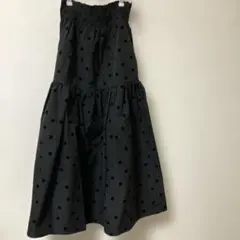 coca ドット柄 ロングスカート ブラック