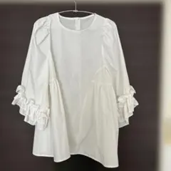 限定値下♡yori ハーフスリーブティアードブラウス ホワイト 36 美品】yori ハーフスリーブティアードブラウス 白 ホワイト セレモニー