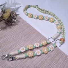 ショルダーストラップ 長さ調整 スマホショルダー お花 ハンドメイド マクラメ
