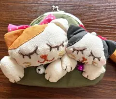 親子ねこちゃんがま口ハンドメイド