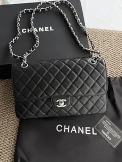 限定✨ チェーンショルダーバッグ キャビアスキン ブラック