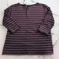 UNIQLO ボルドーグレー ストライプ Tシャツ L