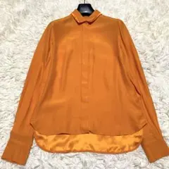 美品✨ステラマッカートニー　シルク100 ブラウス　比翼ボタン　オレンジ　S