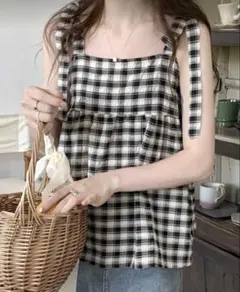 ビスチェ チェック柄キャミソール