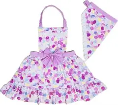 ♡水彩ちょうちょ リボン♡ キッズ用プリンセス風エプロン 三角巾 ２点セット