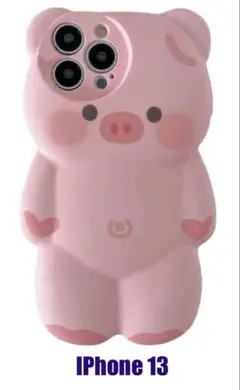 iPhone 13 豚型シリコンケース ピンク