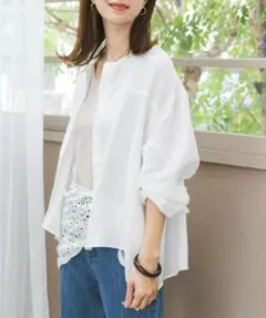 新品◆DOORS◆リネンカーブスリーブブラウス《OFF》◆2026SSのサムネイル