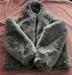 ZARA フェイクファーフーデッドジャケット M
