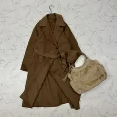 ユニクロ UNIQLO【M】ダブルフェイスロングコート ベルト付き ベージュ