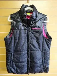 adidas アディダス ダウンベスト 中綿 M 取り外し可フード付 ポケット付