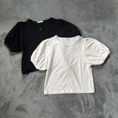earth music&ecology パフスリーブTシャツ 2枚セット 白 黒