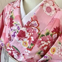 未使用品★卒業式　袴用着物　二尺袖　小振袖　ピンク花柄