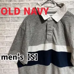 【F554】OLD NAVY 半袖ポロシャツ【S】グレー