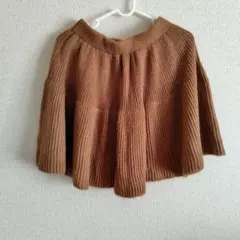 GU ブラウン フレアスカート リブ編み