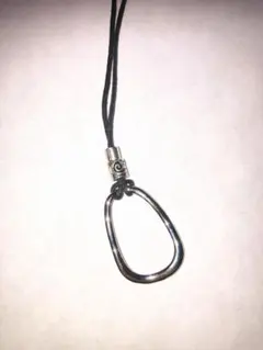 変形オーバル型ワックスコードネックレス ブラックユニセックスハンドメイド