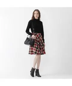 クレストブリッジチェックハーフループツイードニットコンビワンピース