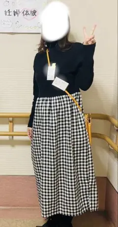 マタニティ　ワンピース　ギンガムチェック