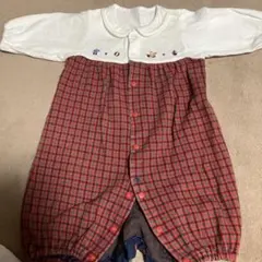 ファミリア　familiar ロンパース カバーオール　赤と白　長袖　50-60