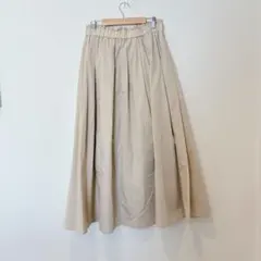 GU ロングスカート フレア　ギャザー ウエストゴム ベージュ XL 大きめ