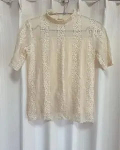 【美品】シースルー　レース　トップス　アイボリー