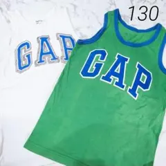 GAP　ギャップ　タンクトップ　130サイズ　緑　白　ホワイト　ロゴ　シンプルのサムネイル