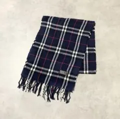 Burberrys バーバリーズマフラーノバチェックネイビーラムウールDB727