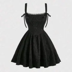 黒 ワンピース ミニ ドレス 花柄 レース