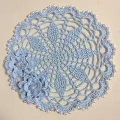 ミニドイリー2枚セット(ブルー)立体的お花