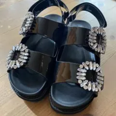 MIU MIU エスパドリーユ サンダル ビジュー 厚底 ウェッジソール 36 MIU MIU エスパドリーユ サンダル ビジュー 厚底 ウェッジソール 36
