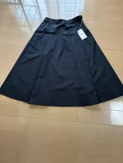 乾きやすいブロード フレアスカート 黒 Lのサムネイル