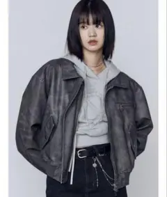 EMODA ヴィンテージフェイクレザーブルゾン