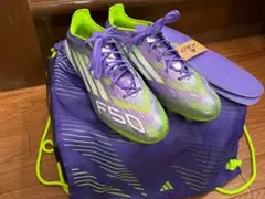値下げ新品アディダスサッカースパイク F50 エリートHG/AGパープル ライムのサムネイル
