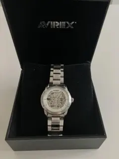 AVIREX 自動巻き腕時計 稼働品 説明書・余りコマ付(ベルト外れあり 