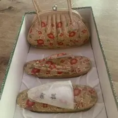 花柄草履とバッグのセット 型押し