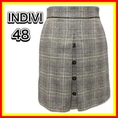 ✨大きいサイズ✨INDIVI スカート 前プリーツチェック柄 48 インディヴィ