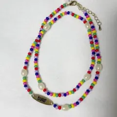 カラフル　ビーズネックレスSURF
