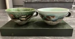 美濃焼　鶴琳窯　林英樹作品　陶器 スープカップ　貫入釉薬 作家手作｜2個セットのサムネイル